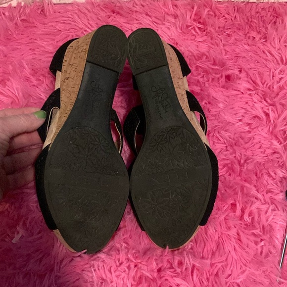 Life Stride Heidi microsuede cork covered open toe laser cut shoes size 8.5 - Picture 14 of 15